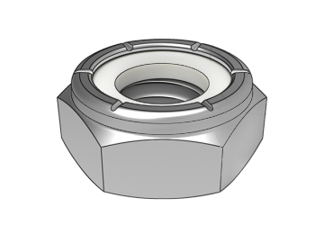 ASME B18.16.6.4 Tuerca delgada de bloqueo hexagonal con inserto no metálico blanco tipo NTE